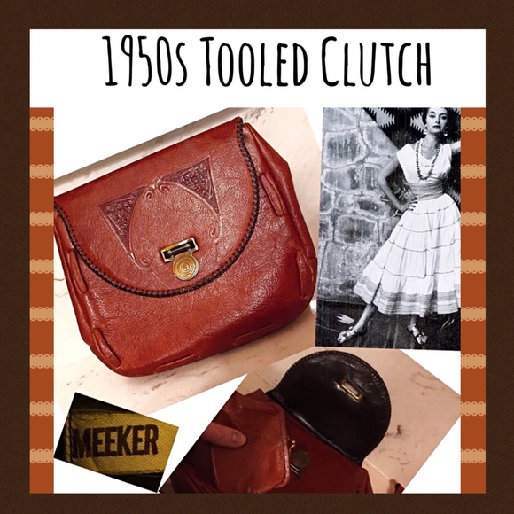 1950s true vintage Meeker tooled leather clutch♥️ - Picture 9 of 9